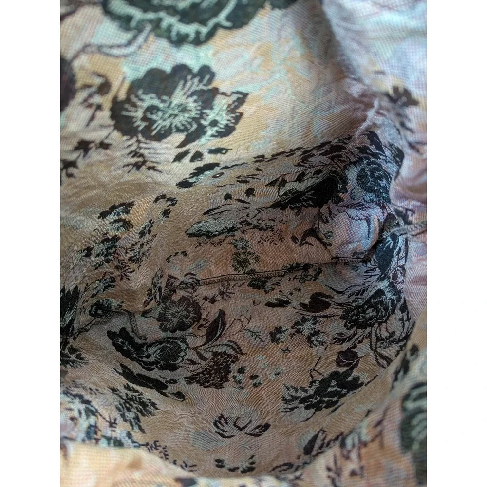 Signare Woven Tapestry Folding Reusable Shopping Bag Peony Flower Design Artsy
